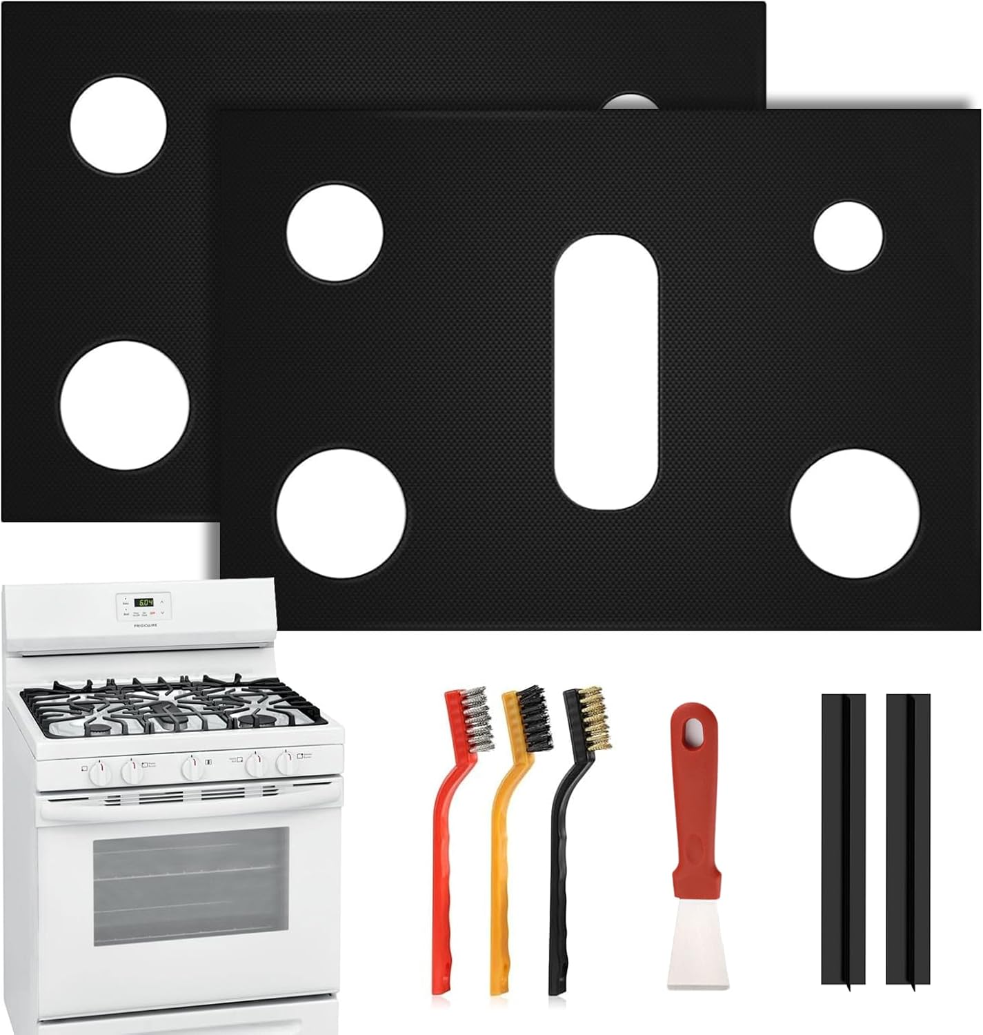 2Pcs Stove Guard for Gas Stoves, Stove Top Covers for Gas Burners – 5 Burner Reusable Gas Stove Protectors for Samsung Gas Range, Non-Stick & Washable