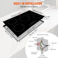 VEVOR Built-in Induction Electric Stove Top 30 Inch,5 Burners Electric Cooktop,9 Power Levels & Sensor Touch Control,Easy to Clean Ceramic Glass Surface,Child Safety Lock,240V - Image 5
