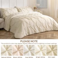 Sasttie Queen Comforter Set, 7-Piece Bed in a Bag, Pintuck Bedding Sets for All Season, Includes Comforter, Flat Sheet, Fitted Sheet, Pillowcases and Pillowshams, Beige - Image 8