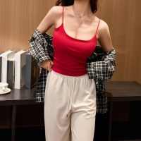 Solid Color Sexy Camisole Beautiful Back Slim Vest Insert Padding Bra Camisole Summer Beach Sleeveless Tops - Image 5