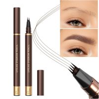 2 Pack Eyebrow Pen, Waterproof Microblading Eyebrow Pencil, 4 Tip Precise Eye Brow Makeup Pen for Women to Effortlessly Create Hair Like Natural Brows, Non Dry Out and Last All Day (Dark Brown) - Image 2