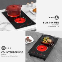 VBGK Electric Cooktop,12 Inch Built-in Radiant Electric Stove Top,110V 2100W 2 burner cooktop With 9 Heating Level, Timer & Kid Safety Lock, Sensor Touch Control 2 burner Induction Cooktop - Image 5