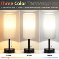 Bedside Table Lamps Set of 2-3 Color Temperatures Pull Chain Lamp with AC Outlet Charging Port, Small Round Night Stand Lamps for Bedroom Guest Room Office, Bed Side Light with E26 LED Bulbs - Image 2