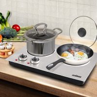 CUSIMAX 1800W Ceramic Electric Hot Plate for Cooking, Dual Control Infrared Cooktop, Double Burner, Portable Countertop Burner, Glass Plate Electric Cooktop, Silver, Stainless Steel-Upgraded Version - Image 6