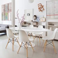 Furmax Modern Style Dining Chair Mid Century Modern DSW Chair, Shell Lounge Plastic Chair for Kitchen, Dining, Bedroom, Living Room Side Chairs Set of 4(White) - Image 6
