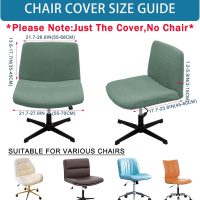 Vanity Chair Cover Criss Cross Chair Cover Waterproof and Elastic Armless Chair Slipcover Armless Chair Covers Office Chair Covers (Green,Just The Cover,No Chair) - Image 2