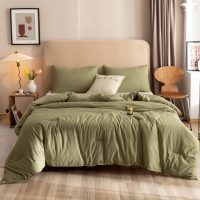 ROSGONIA Queen Comforter Set Olive Green, 3pcs Bedding Sets Queen (1 Boho Olive Comforter & 2 Pillowcases), All Season Lightweight Blanket Quilt - Image 2
