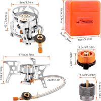WADEO 3900W Windproof Camping Stove, Camping Gas Stove with Piezo Ignition, Backpacking Stove Portable Camping Stove with Two Fuel Canister Adapter for Outdoor Backpacking Hiking and Picnic - Image 7