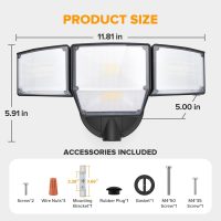 LUTEC 80W Dusk to Dawn Flood Lights Outdoor, 9000LM Super Bright LED Security Light with Photocell, IP65 Waterproof, 5000K Daylight, Hardwired 4 Heads Floodlight for Garage, Yard (Black) - Image 7