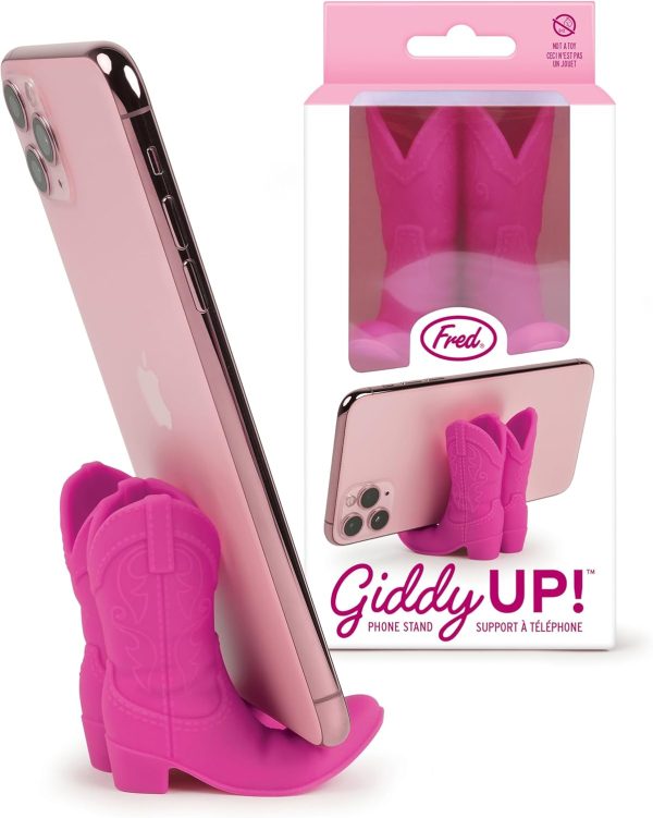 Genuine Fred Giddy UP Phone Stand, Pink, Cowboy Boot Tech Accessory, Fits Most Mobile Smartphones, Grippy Silicone, Fun Cowboy Boot Details