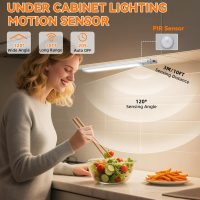 Under Cabinet Lighting Wireless, Rechargeable Motion Sensor Light Indoor, 3 Color Dimmable Closet Light Battery Operated with LED Power Display, Magnetic Under Counter Lights for Kitchen, Home (3Pack) - Image 2