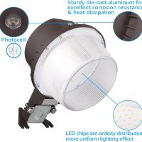 TORCHSTAR LED Barn Light, Dusk to Dawn Area Lights with Photocell, Outdoor Security Flood Lighting, ETL & FCC Listed, IP65 Waterproof, Aluminum Housing, 110-277V, Garage, Yard, 5000K Daylight, Bronze - Image 4