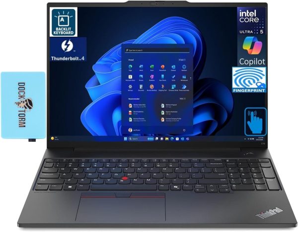 Lenovo ThinkPad E16 Gen 2 AI Powered Laptop 16.0" Touchscreen IPS WUXGA (Intel Ultra 5-125U, 16GB DDR5, 512GB PCIe SSD, Backlit KYB, Fingerprint, Thunderbolt 4, Win 11 Pro) W/Dockztorm