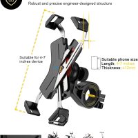 New Bike Phone Mount with Stainless Steel Clamp Arms Anti Shake and Stable 360° Rotation Bike Accessories/Bike Phone Holder for Any Smartphones GPS Other Devices Between 4 and 7 inches - Image 4