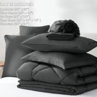 CozyLux Queen Comforter Set Dark Grey - Bed in a Bag Queen Size 7 Pieces, Luxury Soft Bed Set for All Seasons, Bedding Set with Down Alternative Comforter, Sheets, Pillowcases & Shams - Image 6