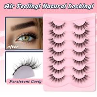 Lashes Natural Cat Eye Lashes Wispy Eyelashes 15mm False Eyelashes Wispy Lashes 3D Volume Strip Eyelashes Thin Cotton Band Soft Fake Eyelashes False Lashes Pack 7 Pairs Siligli - Image 5