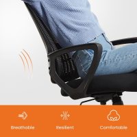 Sweetcrispy Ergonomic Mid-Back Mesh Home Office Desk Chair with Wheels, Lumbar Support, and Comfortable Armrests for Home, Bedroom, Study, Office - Image 5