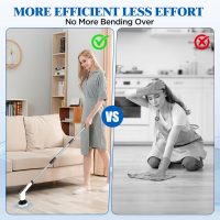 Electric Spin Scrubber, Cordless Bath Tub Power Scrubber with 8 Replaceable Drill Brush Heads, Shower Cleaning Brush with Adjustable Handle for Bathroom, Tile Floor & Car, White, (ANS-8050) - Image 2