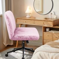 Criss Cross Chair Cover Pink Armless Chair Slipcover Office Desk Chair Covers Velvet Embossing Mid Back Wide Seat Accent Chair Covers for Computer Chairs and Vanity Chairs(Velvet-Pink) - Image 4