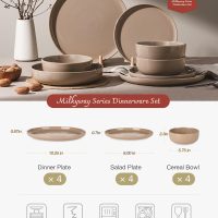 Famiware Milkyway Plates and Bowls Set, 12 Pieces Dinnerware Sets, Dishes Set for 4, Cinnamon Brown - Image 2