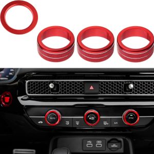 CKE Compatible with Honda Civic Accord CR-V HR-V 2026 2025 2024 2023 Accessories Car Center Console Cover AC Knob Engine Start Cover Rings for 11th Gen Civic -Red