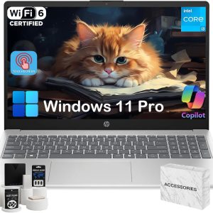HP Flagship 15.6-inch Touchscreen Laptop Computer - Intel 13th Gen Core i3 (Up to 4.5GHz) • HD Touch Display • for Business & Student • AI Copilot • Wi-Fi6 • HD Camera • Win 11 Pro (32GB RAM, 1TB SSD)
