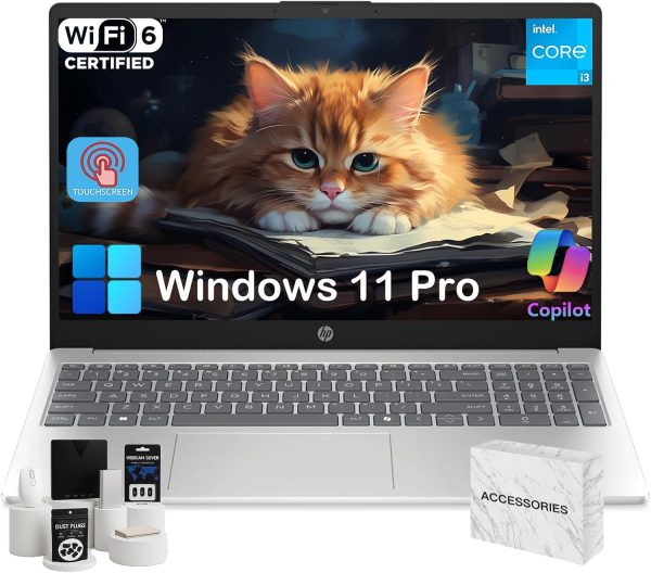 HP Flagship 15.6-inch Touchscreen Laptop Computer - Intel 13th Gen Core i3 (Up to 4.5GHz) • HD Touch Display • for Business & Student • AI Copilot • Wi-Fi6 • HD Camera • Win 11 Pro (32GB RAM, 1TB SSD)