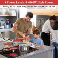 Karinear 30 Inch Electric Cooktop 4 Burners, Knob Control Built-in Ceramic Cooktop, 30" Radiant Electric Stove Top with Glass Protection Metal Frame,Hot Surface Indicator, 220-240v, Hard Wire, No Plug - Image 2