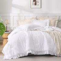 Andency Comforter Full Size Set White, 3 Pieces Ruffle Farmhouse Shabby Chic Gift Full Comforter Set, Soft Lightweight Fluffy All Season Room Decor Bed Set for Girls Women Teens Daughter - Image 7