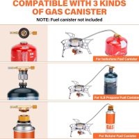 WADEO 3900W Windproof Camping Stove, Camping Gas Stove with Piezo Ignition, Backpacking Stove Portable Camping Stove with Two Fuel Canister Adapter for Outdoor Backpacking Hiking and Picnic - Image 4