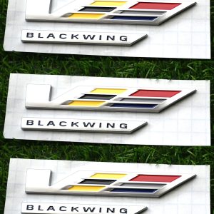 3Pcs V-Blackwing Emblems V-Series Black Out Blackwing Badge V Logo Compatible with 2020-2025 CT4 CT5 86596092 (3Pcs Emblems - Chrome)