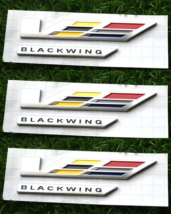 3Pcs V-Blackwing Emblems V-Series Black Out Blackwing Badge V Logo Compatible with 2020-2025 CT4 CT5 86596092 (3Pcs Emblems - Chrome)