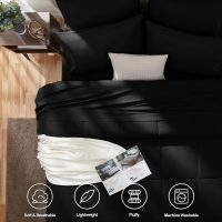 CozyLux Queen Comforter Set Black, 7 Pieces Bed in a Bag, Black Comforter Queen Size, All Season Bedding Sets with Stitch Quilted Comforter, Flat Sheet, Fitted Sheet, Pillowcases - Image 2