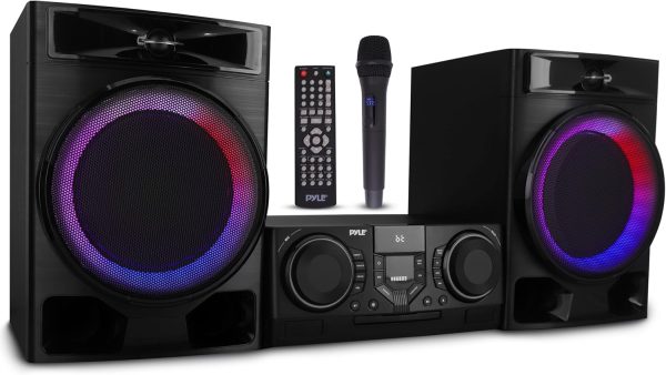 Pyle Compact Hi-Fi Stereo System - Bluetooth, MP3/DVD/CD Playback, Dual USB Recording, FM Radio, 160W Digital Amplifier, Remote Control & Subwoofer - Black