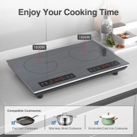 VBGK Double Induction Cooktop, 24 inch 4000W Electric cooktop with hot plate, induction stove top with LED Touch Screen 9 Levels Settings with Child Safety Lock & Timer 110V Induction cooktop 2 burner - Image 6