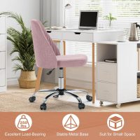 DUMOS Office Desk Chair, Modern Cute Rolling Vanity Swivel Task Seating with Wheels, Comfortable Back Seat Armless for Home, Bedrooms, Study, Student, Adults, Make-Up, Dressing Room - Image 6