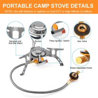 WADEO Camping Gas Stove, 3700W Portable Backpacking Stove with Piezo Ignition, Portable Burner, Camping Stove Adapter and Carrying Case for Outdoor Cooking - Image 3