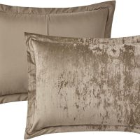 Fredsure Crinkle Velvet Comforter Set, 3 Pieces Khaki Queen, Crinkle Velvet Face and Brushed Microfiber Reverse - Image 6