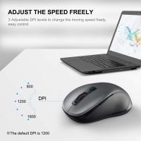 WisFox 2.4G Wireless Mouse for Laptop, Ergonomic Computer Mouse with USB Receiver and Type-C Adapter, 3 Adjustable Levels DPI, 6 Button Cordless Wireless Mice (Grey, 1 Pack) - Image 4
