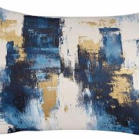 Rustic Blue Gold Pillowcases, Abstract Neutral Brush Strokes Artwork Soft Bed Throw Pillow Covers Case, Decorative Pillow Sham Cushion Cover with Hidden Zipper for Bed Sofa Couch, 20"x26" - Image 2