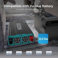 Renogy Inverter P2 3000W Pure Sine Wave Inverter 12V DC to 120V AC Converter for Home, RV, Truck, Camping, Trailer, with Wired Remote Controller, Support Li, AGM, SLD, GEL, FLD Batteries - Image 2