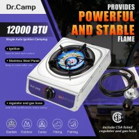 12000 BTU Single Auto Ignition Camping Garden Outdoor Camp Garden Hiking Fishing Propane Stove Cooker Griddle, Include CSA listed regulator and gas hose - Image 3