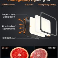 Torjim LED Video Light Kit | 24W, 3000-6500K Dimmable | 5 Lighting Modes | Studio Lights with Tripod Stand, Phone Holder & Wireless Remote | Professional Photography Lighting for Video Recording - Image 4
