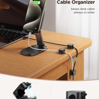 6 Pack Magnetic Cable Clips [Cable Smooth Adjustable] Cord Holder, Under Desk Cable Management, JOYROOM Adhesive Wire Holder Keeper Organizer for Home Office Desk Phone Car Wall Desktop Nightstand - Image 2