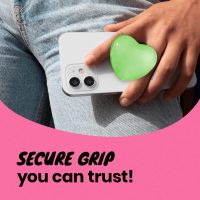 OnTheGrip Compatible with Magsafe Magnetic Cute Glass Heart Design Collapsible Mobile Phone Grip Stand Holder for Smartphone Tablet Cell Phone Accessory (Green) - Image 5