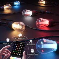 XMCOSY+ Outdoor String Lights Smart, 49Ft RGBCWIC Patio Lights Waterproof, App Control, Compatible with Alexa, Color Changing LED String Light for Outside Yard Garden Porch - Image 4
