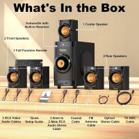 Small Subwoofer Home Theater for TV Surround System 5 Wired Speakers Amplifier 4 inch Woofer Built-in Receiver Support HDMI ARC Optical Bluetooth Input for Projector - Image 5