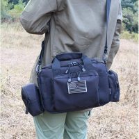 Gun Case Bag Small | Tactical 2-Pistol Bag Handgun Duffle Bag w/Lockable Zipper for Shooting Range Hunting Sports | US Flag Patch + MOLLE Pouch + Universal Holster Included - Image 2
