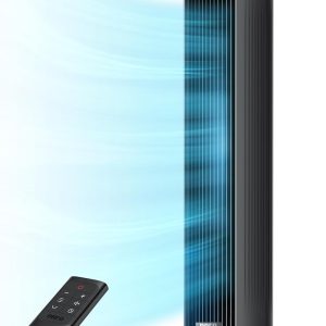 Dreo Tower Fan for Bedroom, 25ft/s Velocity Quiet Floor Fan, 90° Oscillating Fans for Indoors with 4 Speeds, 4 Modes, 8H Timer, Standing Fans, Bladeless Fan, Black, Nomad One (DR-HTF007)