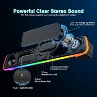 Computer Speakers - Wired USB Powered Bluetooth Computer Sound Bar with RGB & Volume Knob, HiFi Stereo Portable Gaming Sound Bar Speaker for Desktop Monitor, PC, Laptop, Tablets, Mac Air/Pro - Image 2